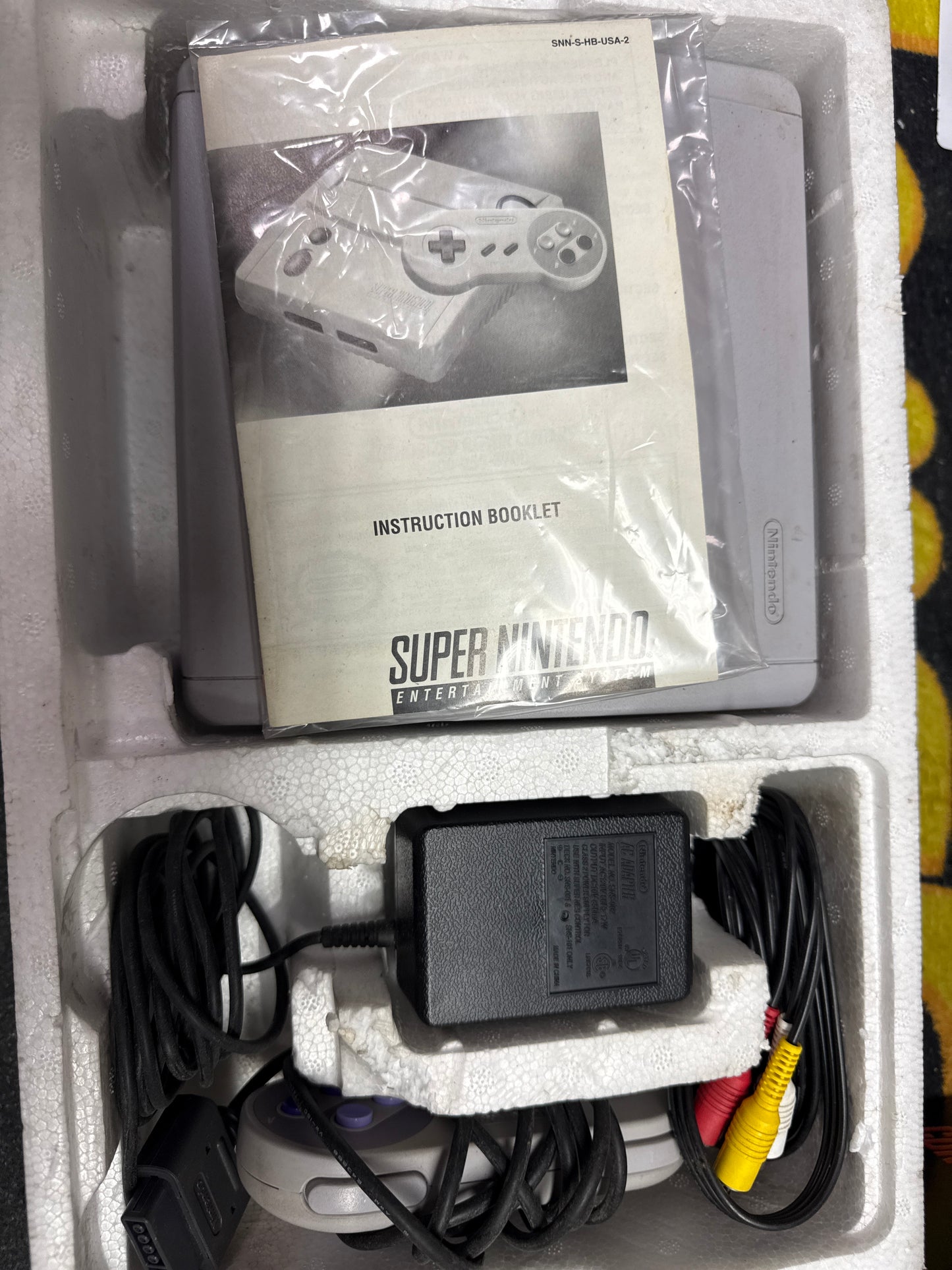 Super Nintendo (Junior) System with Box, Instructions - Tested (Used)
