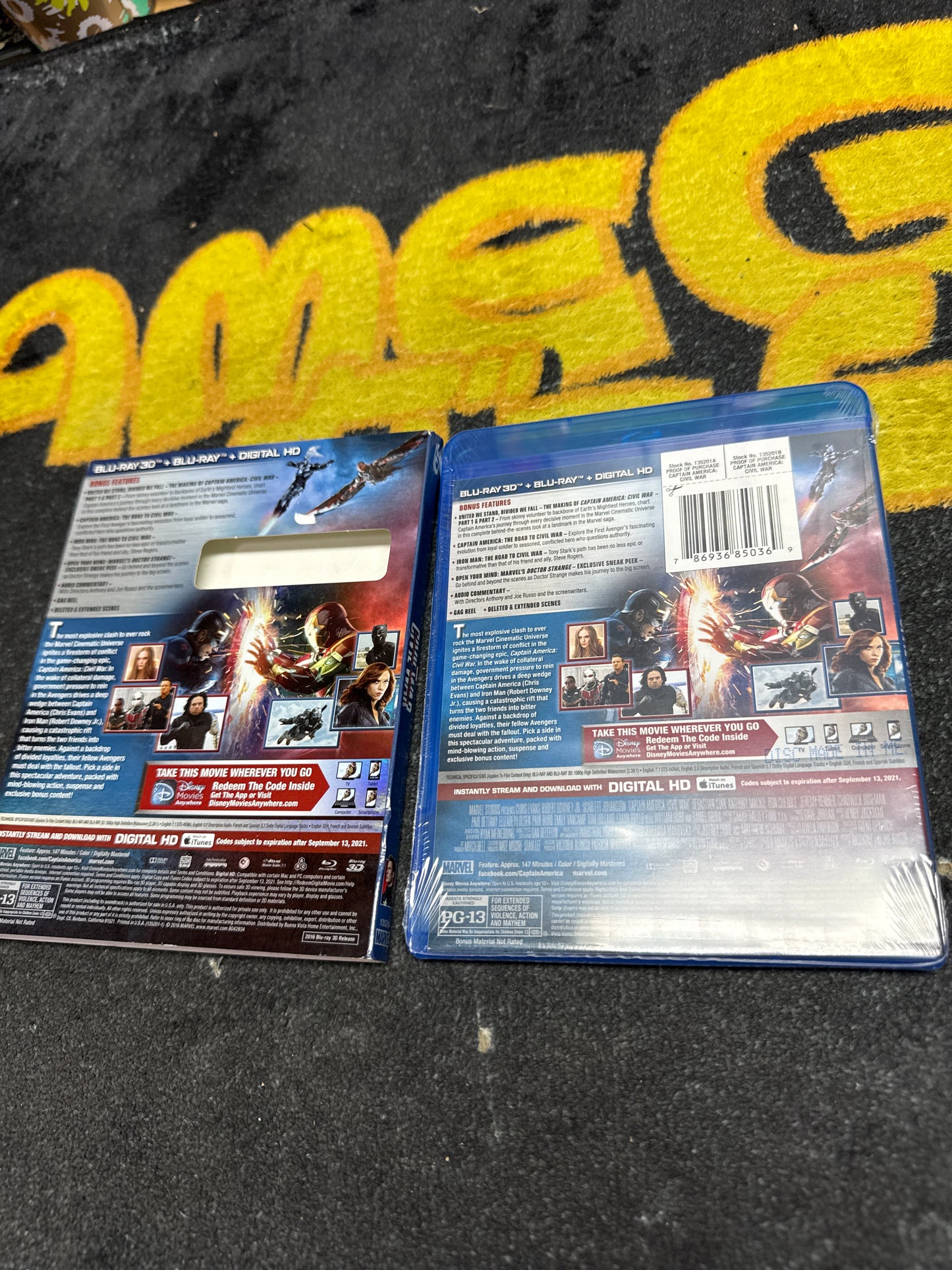 Captain America Civil War 3D Blu Ray + Blu Ray + Digital with Slip Cover (New)