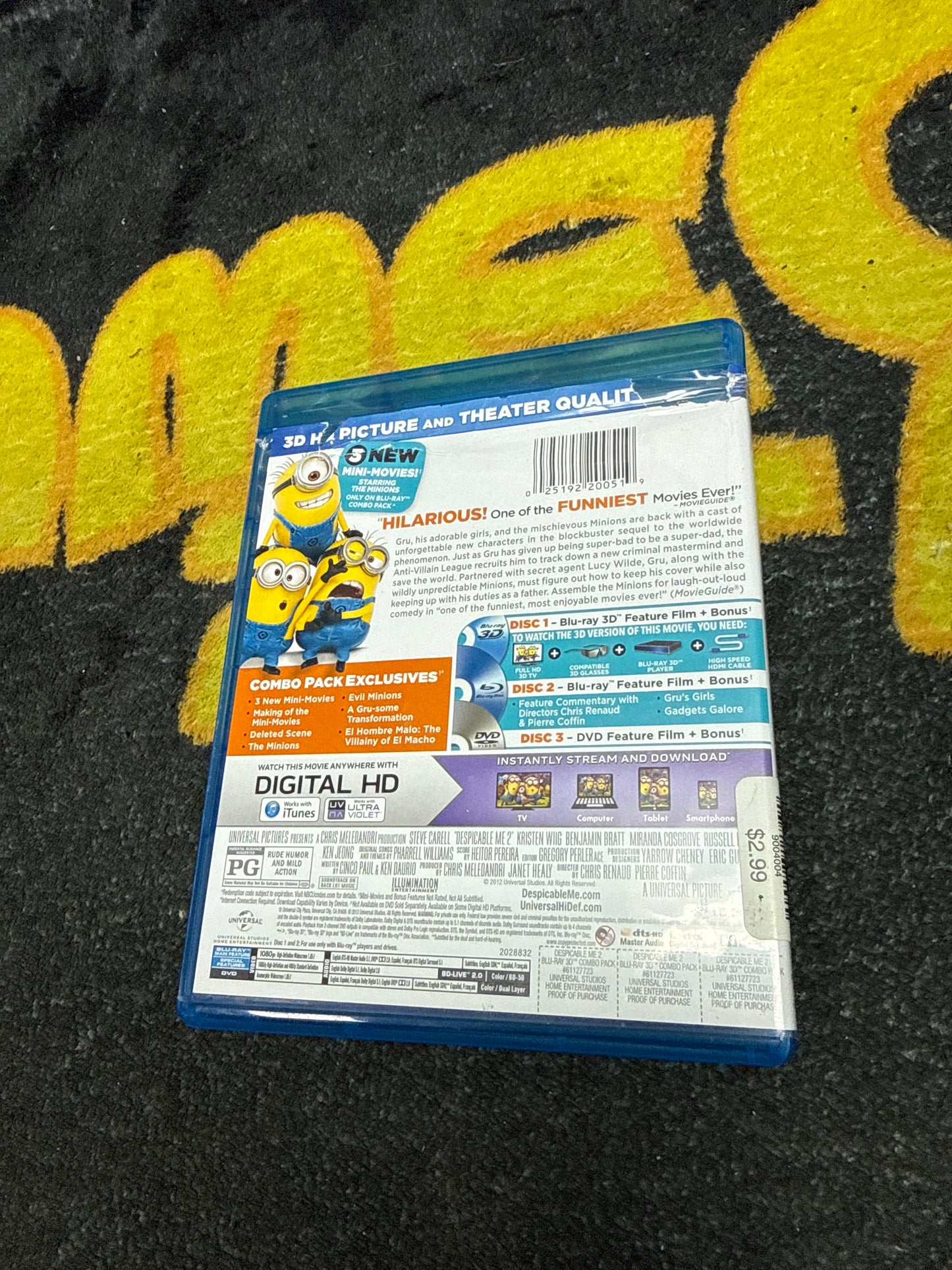 Despicable Me 2 3D Blu Ray + Blu Ray + DVD (Used)