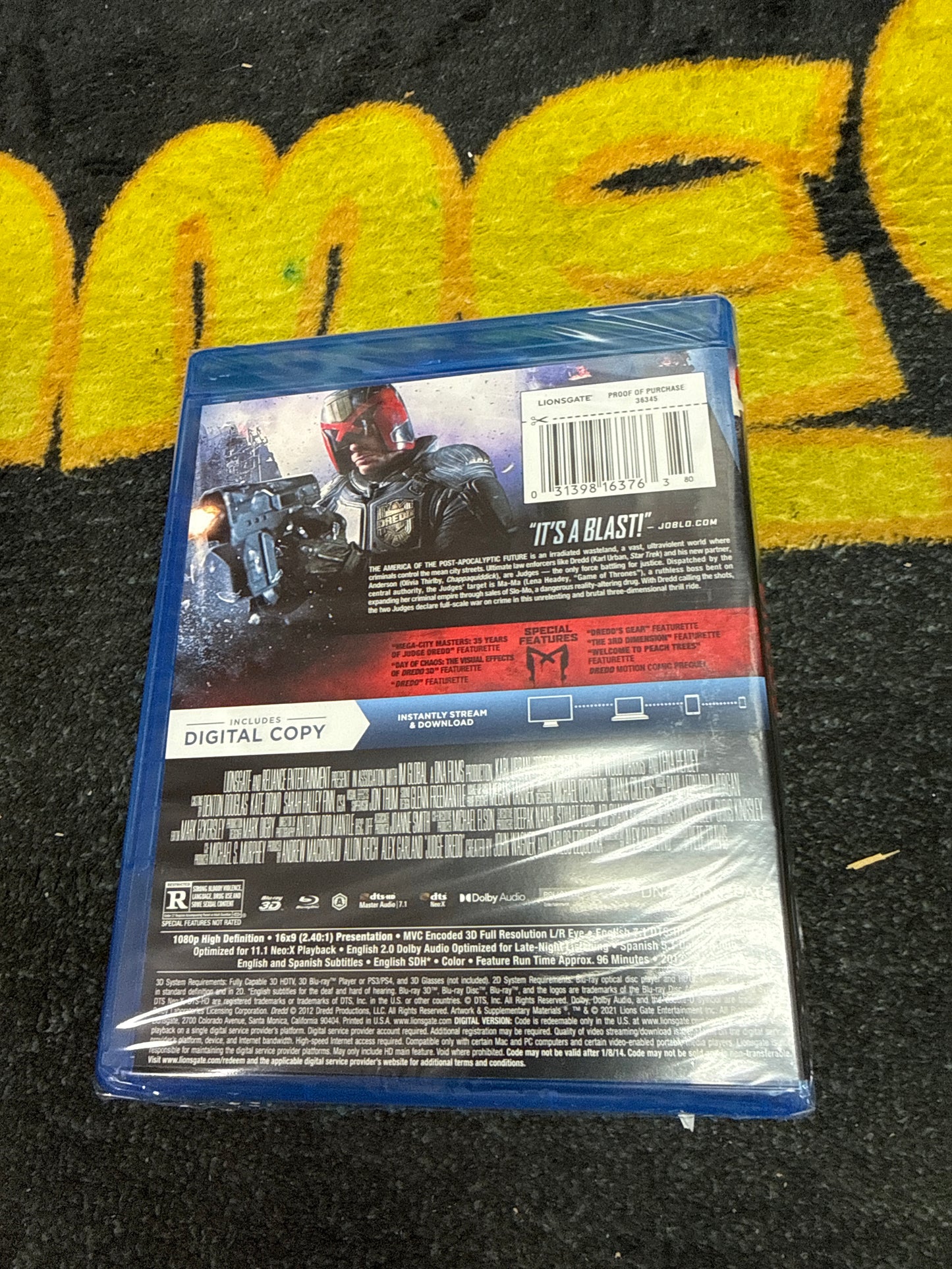 Dredd 3D Blu Ray + Blu Ray + Digital (New)