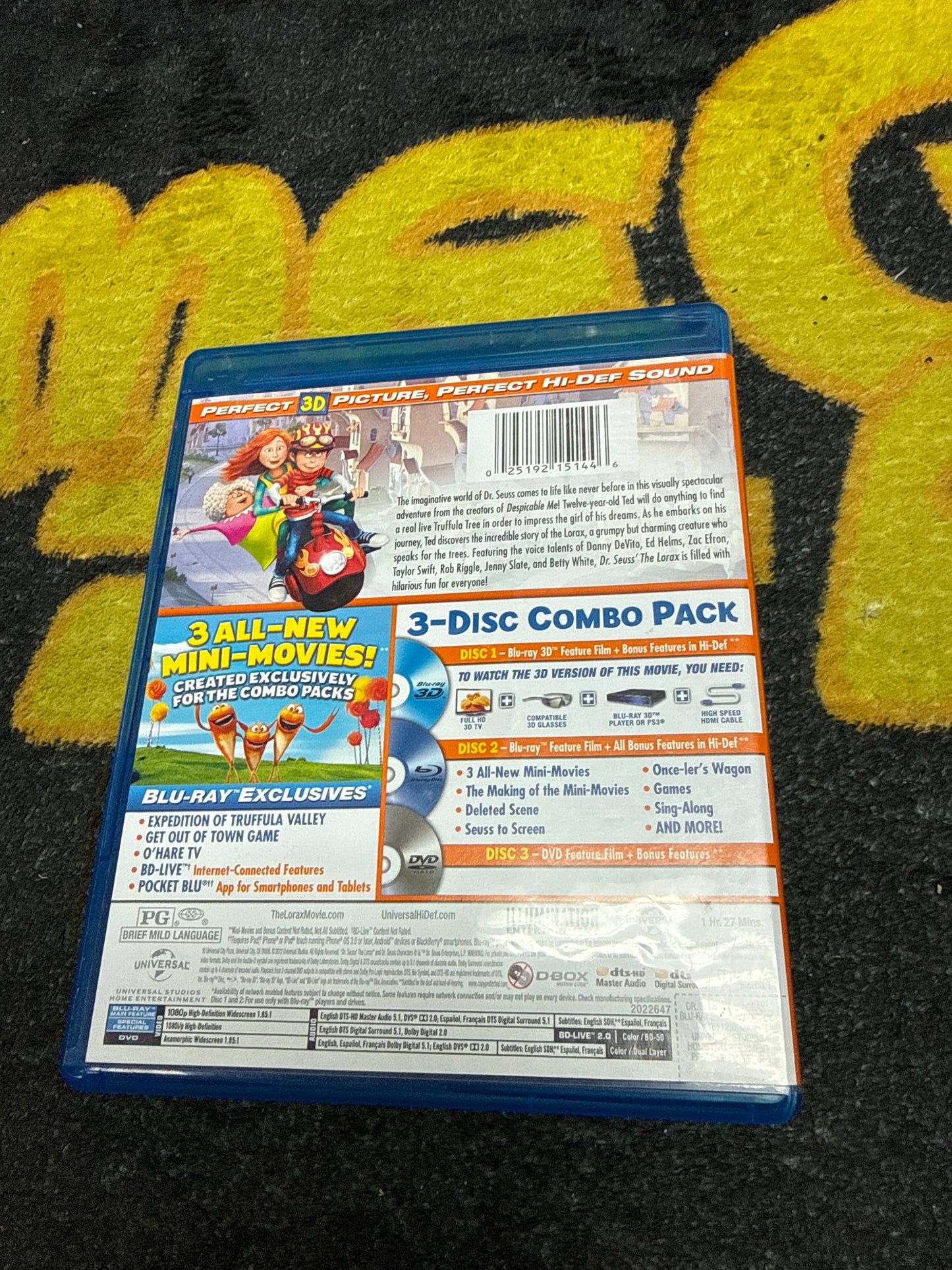 The Lorax 3D Blu Ray 3D + Blu Ray + DVD (Used)