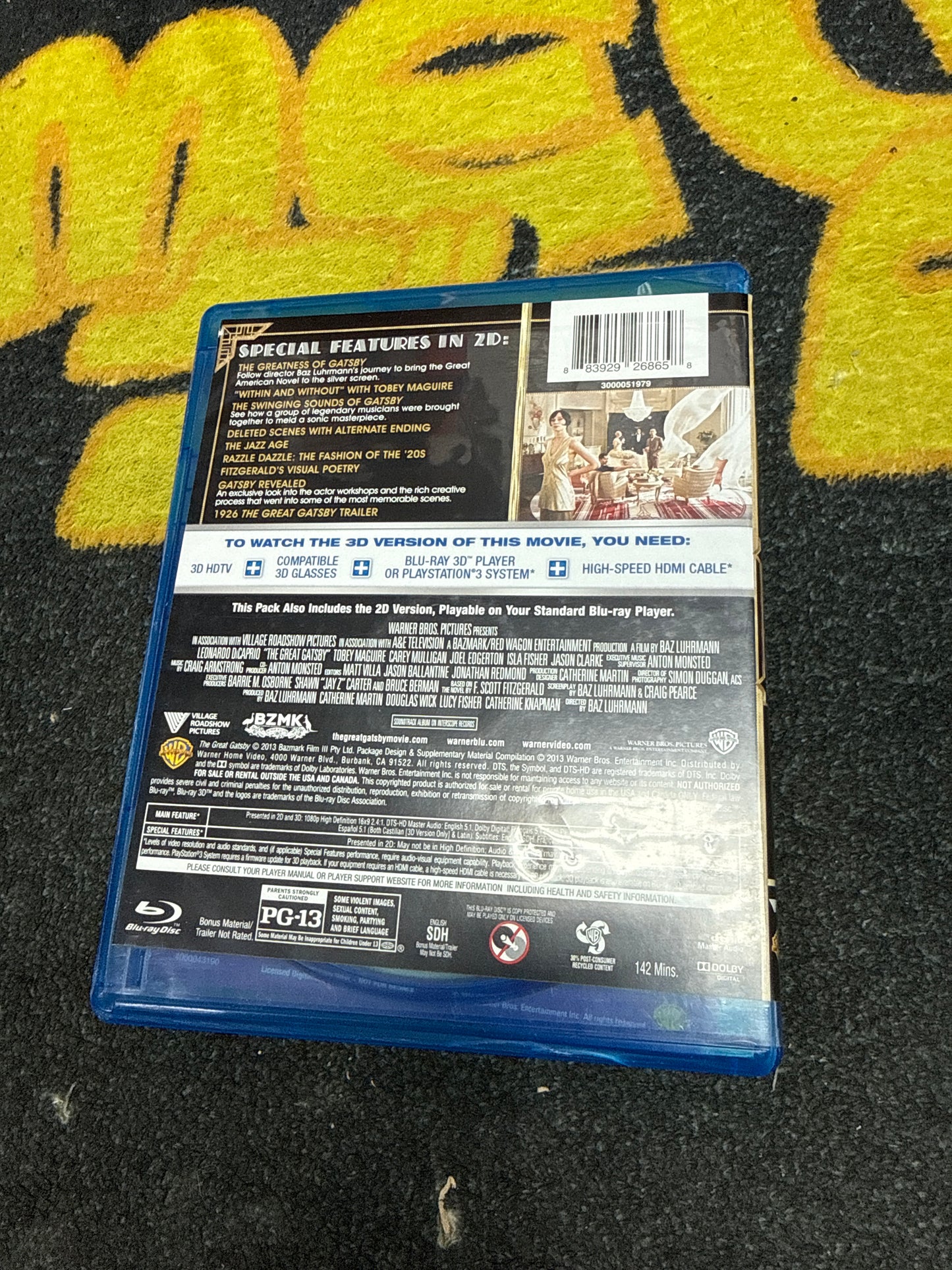 The Great Gatsby 3D Blu Ray + Blu Ray + DVD (Used)