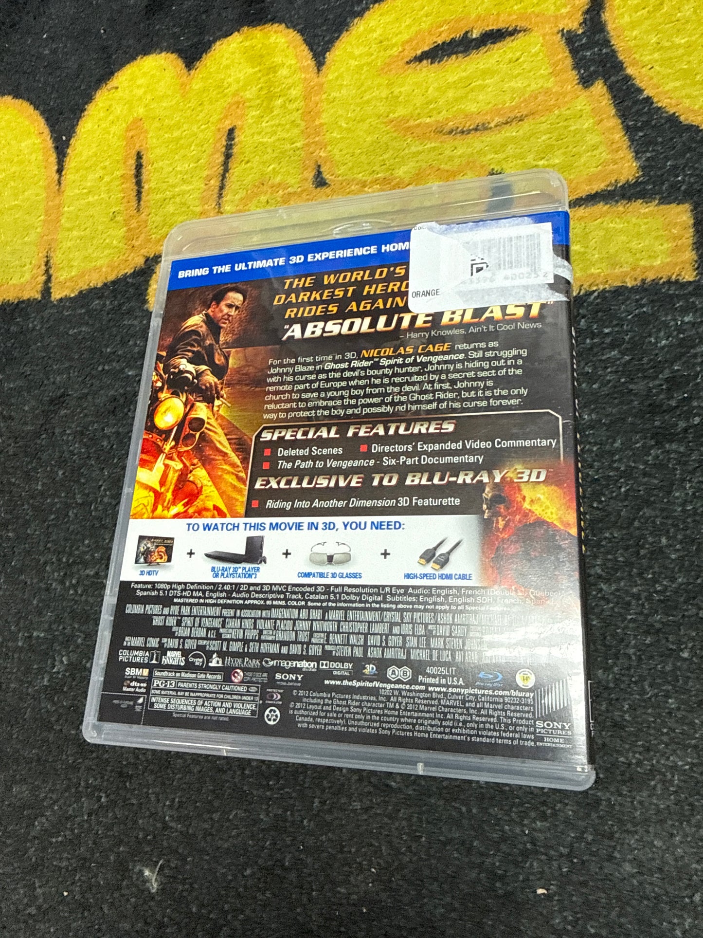Ghost Rider Spirit of Vengeance 3D Blu Ray + Blu Ray (Used)