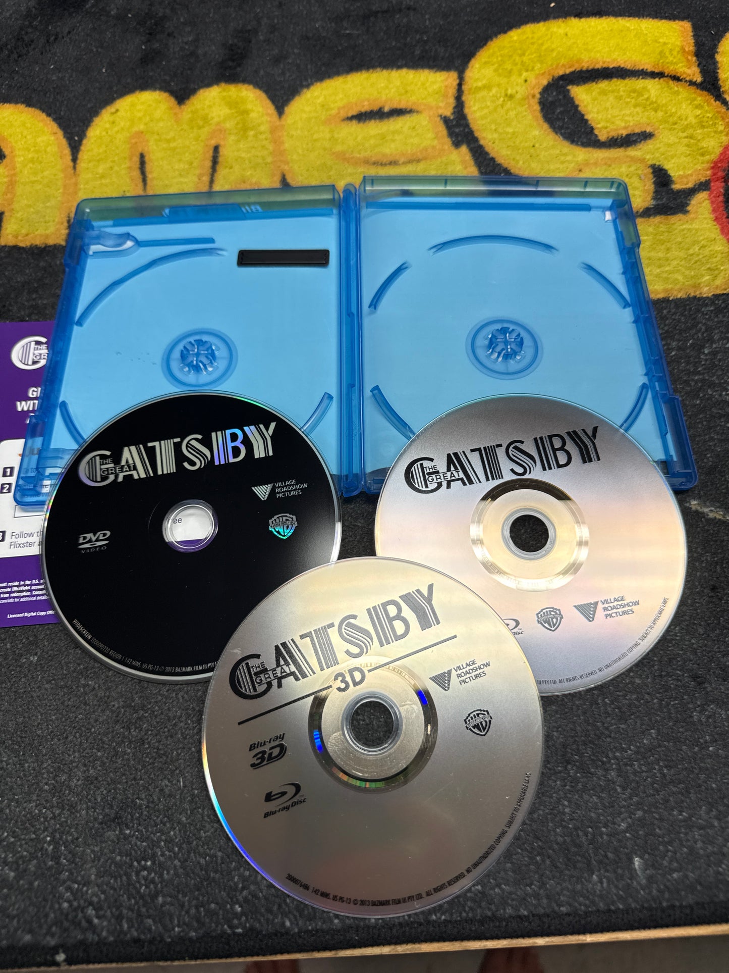 The Great Gatsby 3D Blu Ray + Blu Ray + DVD (Used)