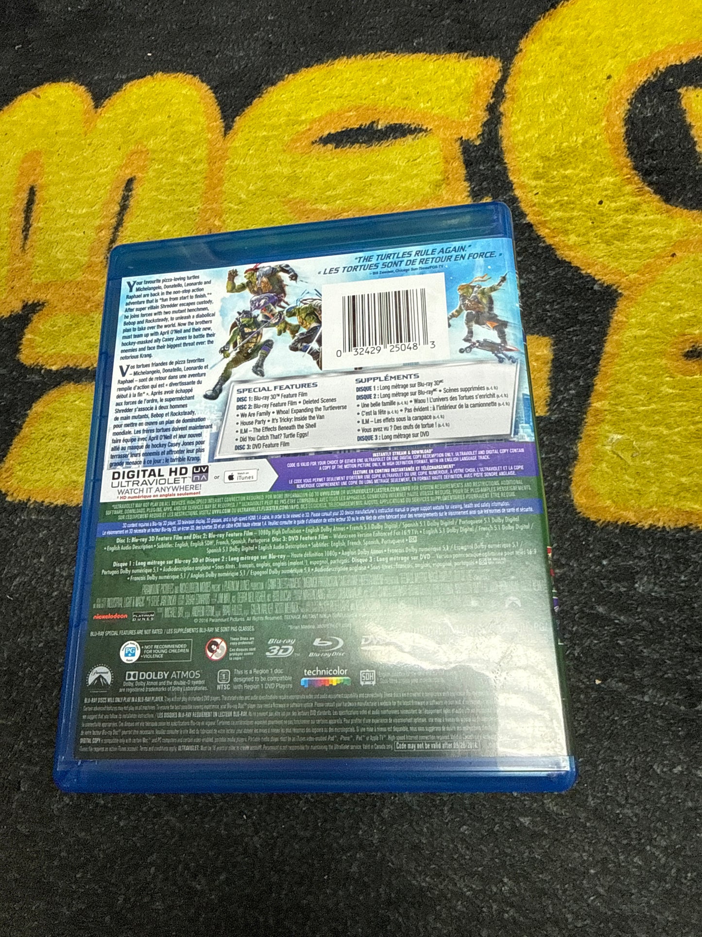 Teenage Mutant Ninja Turtles Out of the Shadows 3D Blu Ray + Blu Ray + DVD (Used)