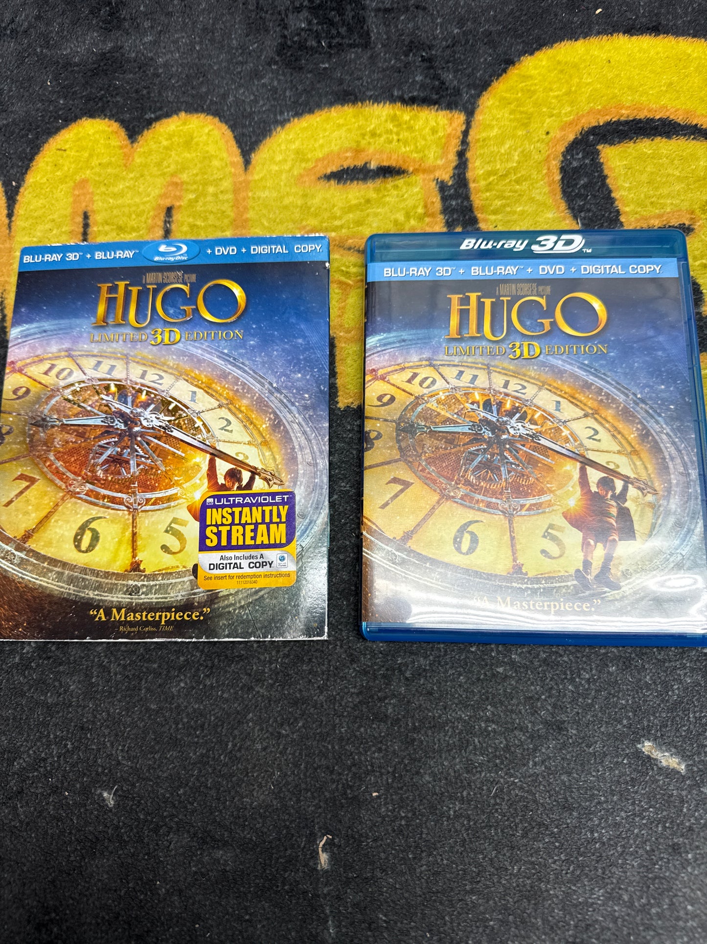 Hugo 3D Blu Ray + Blu Ray + DVD with Slip Case (Used)