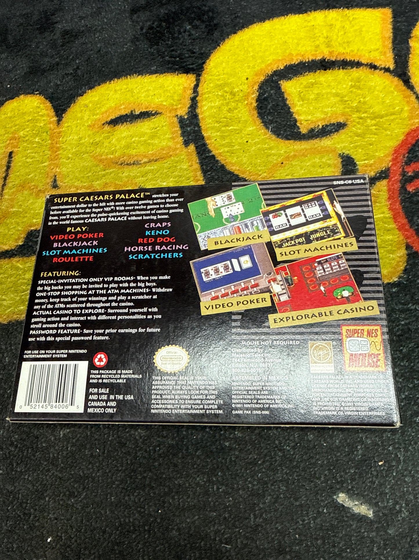 Super Caesar’s Palace for Super Nintendo SNES (Used)