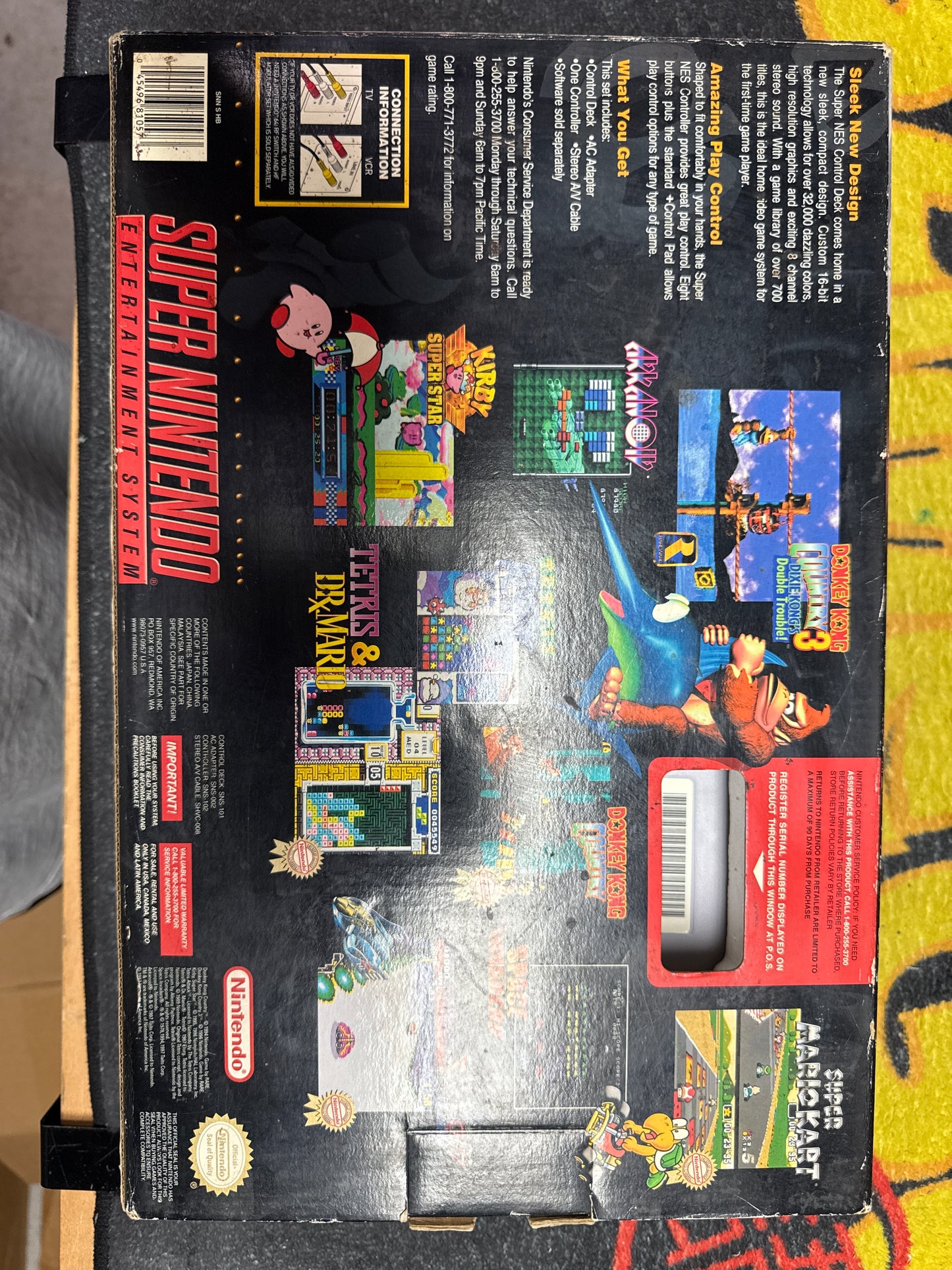 Super Nintendo (Junior) System with Box, Instructions - Tested (Used)