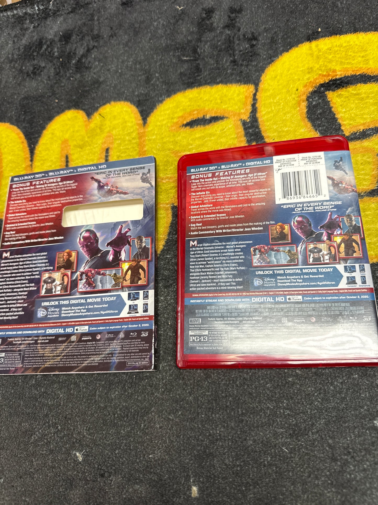 Avengers Age of Ultron Collectors Edition 3D Blu Ray + Blu Ray with Slip Cover (Used)