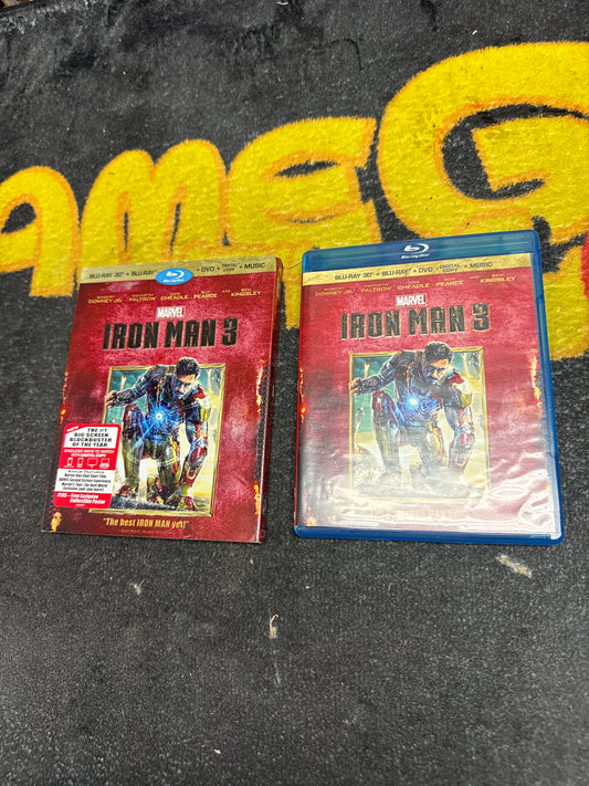 Iron Man 3 3D Blu Ray + Blu Ray + DVD with Slip Cover (Used)