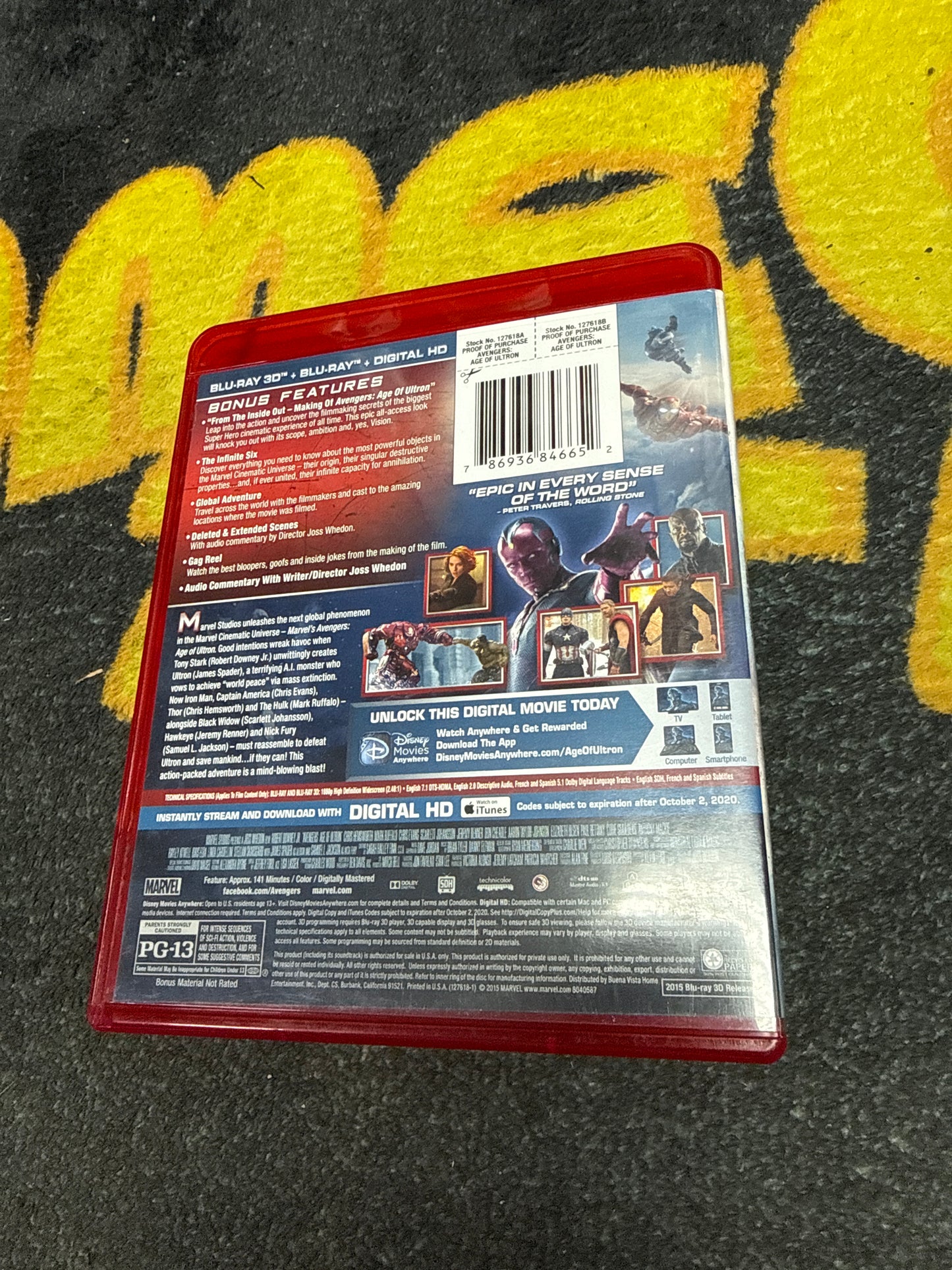 Avengers Age of Ultron Collectors Edition 3D Blu Ray + Blu Ray (Used)