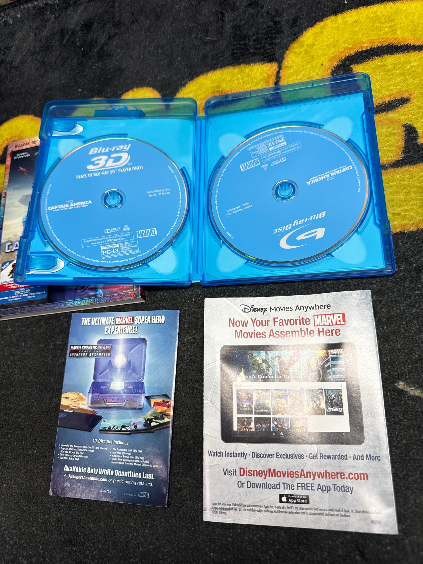 Captain America The Winter Soldier 3D Blu Ray + Blu Ray with Slip Cover (Used)