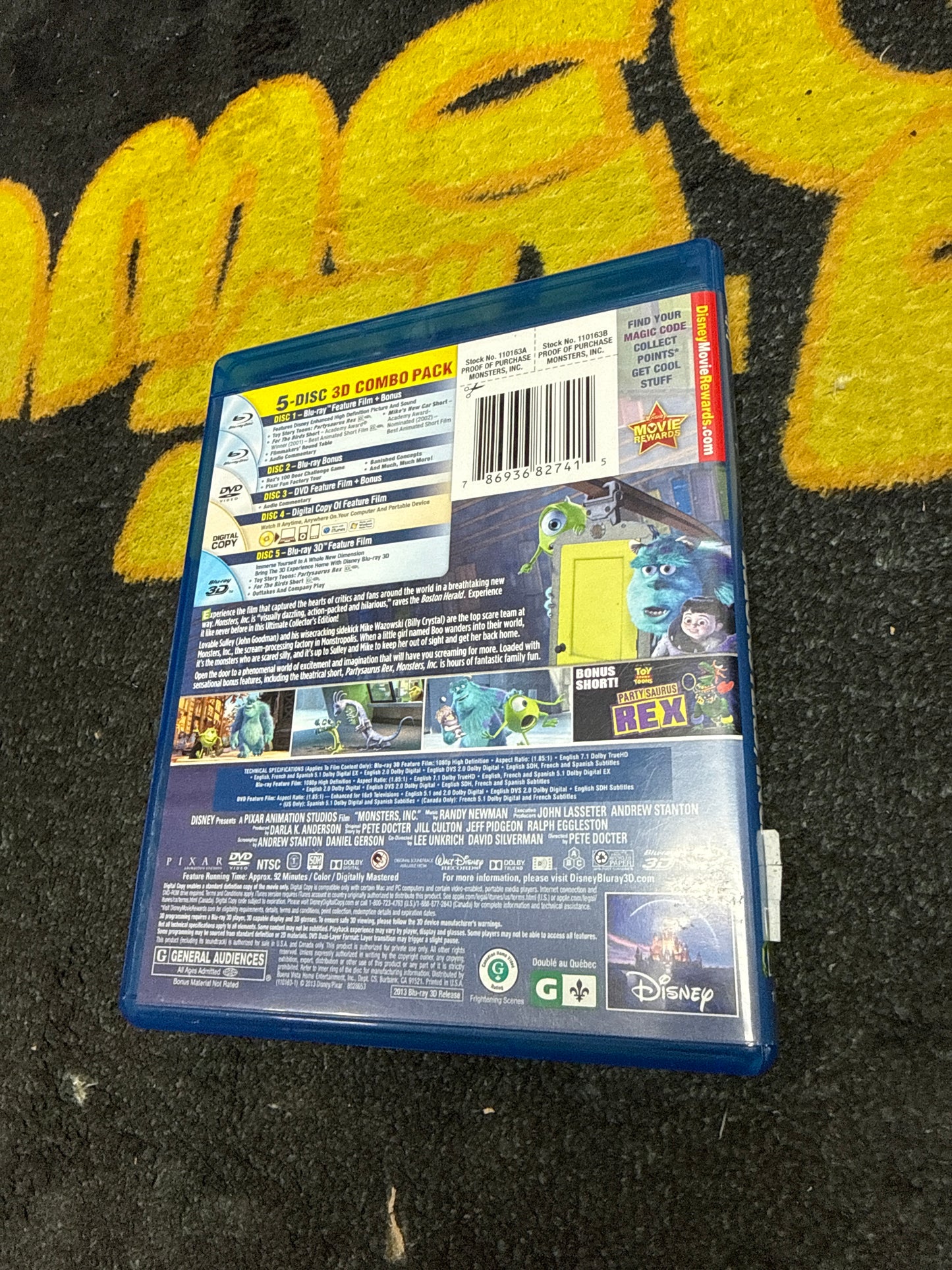 Monsters Inc Ultimate Collectors Edition 3D Blu Ray + Blu Ray + DVD (Used)