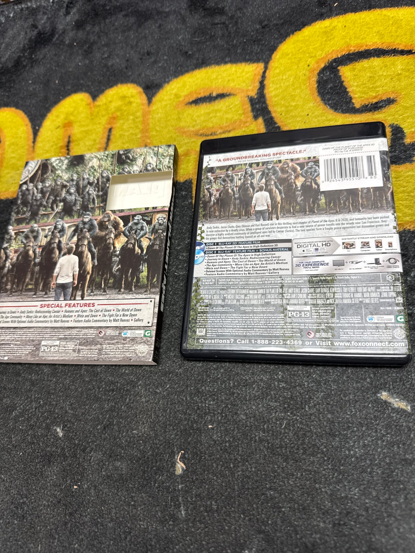 Dawn of the Planet of the Apes 3D Blu Ray + Blu Ray with Slip Cover (Used)