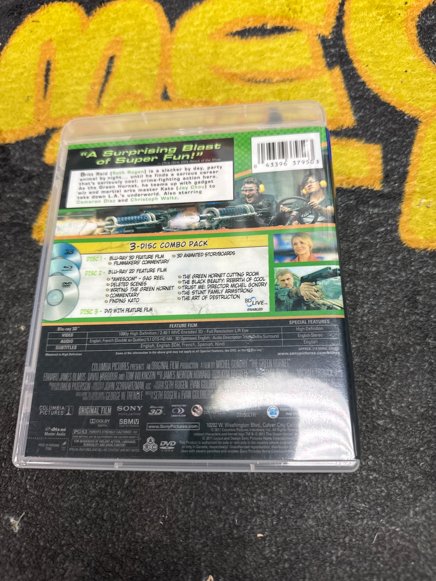 The Green Hornet 3D Blu Ray + Blu Ray + DVD (Used)