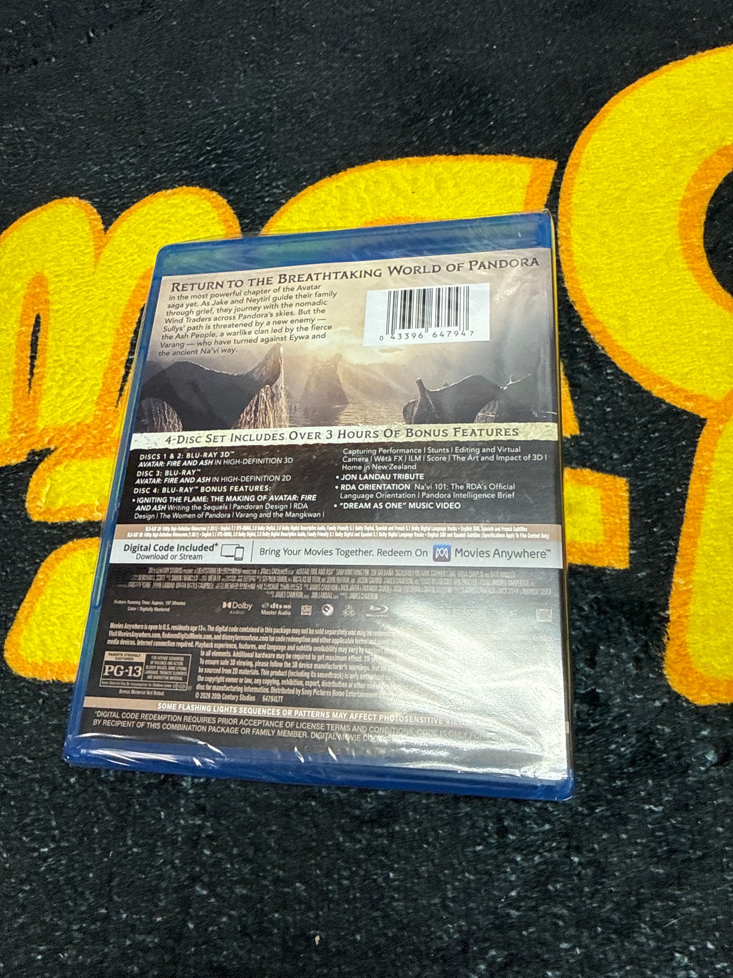 Avatar Fire and Ash 3D Blu Ray + Blu Ray + Digital (New)