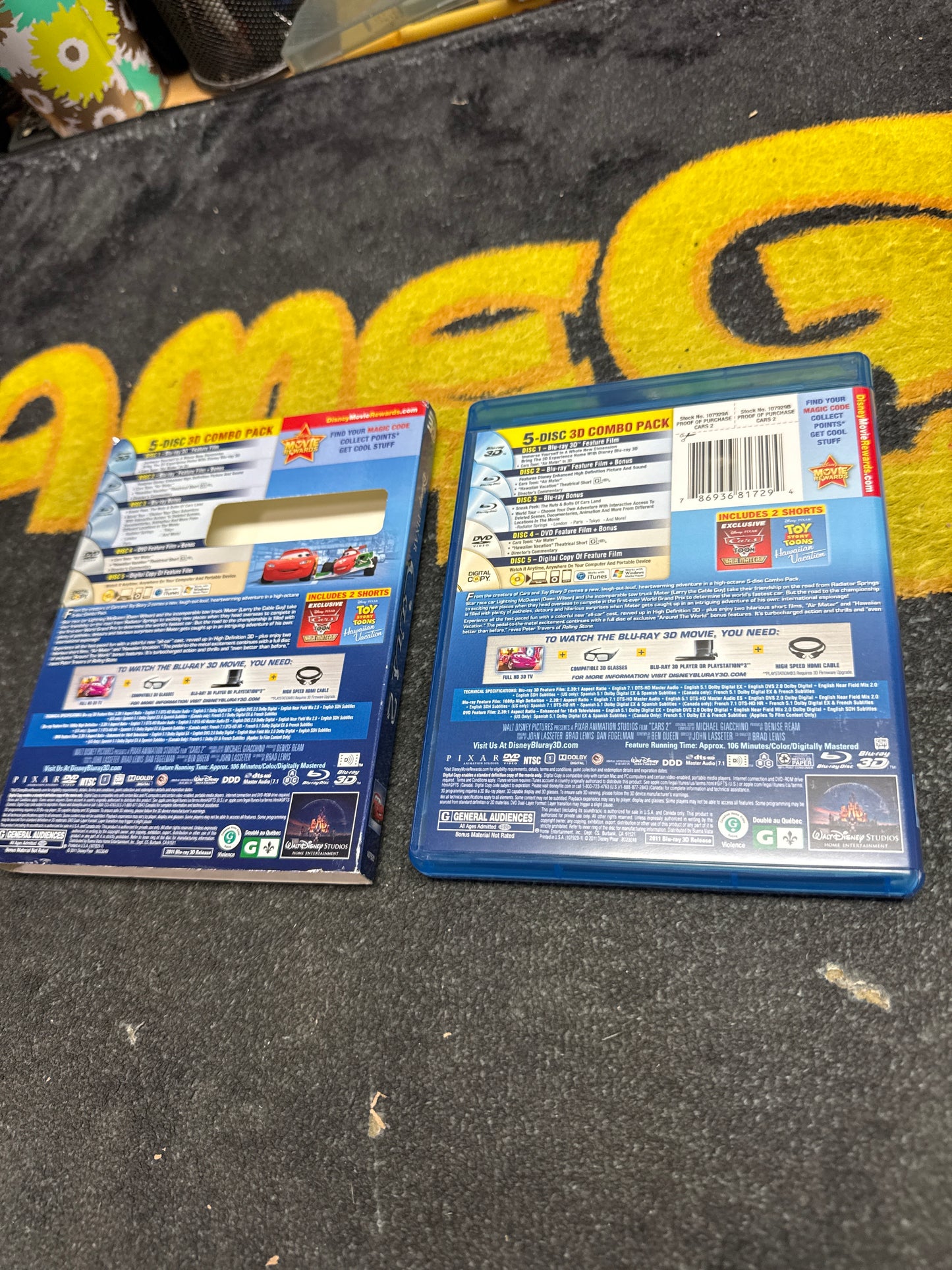 Cars 2 3D Blu Ray + Blu Ray Lenticular Slip (Used)