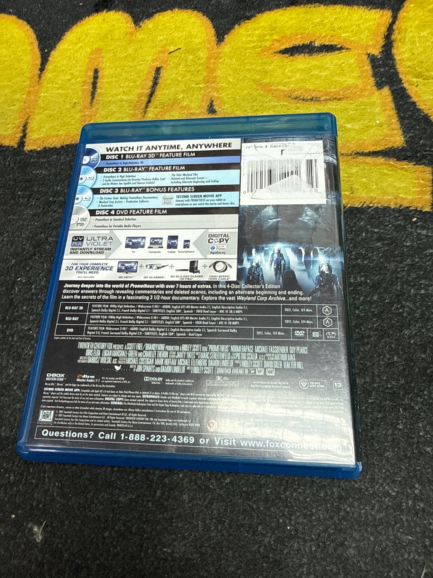 Prometheus 4 Disc Collector’s Edition 3D Blu Ray Blu Ray DVD (Used)