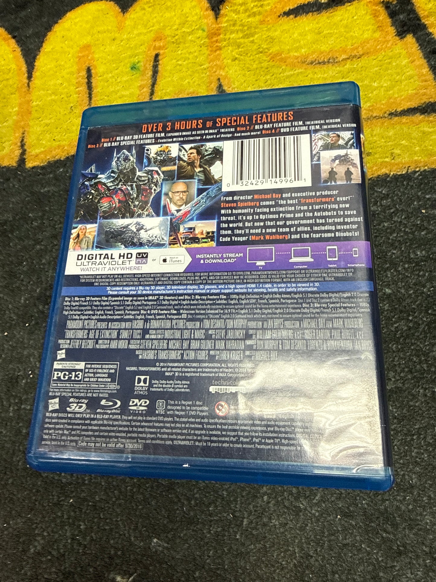 Transformers Age of Extinction 3D Blu Ray + Blu Ray + DVD (Used)