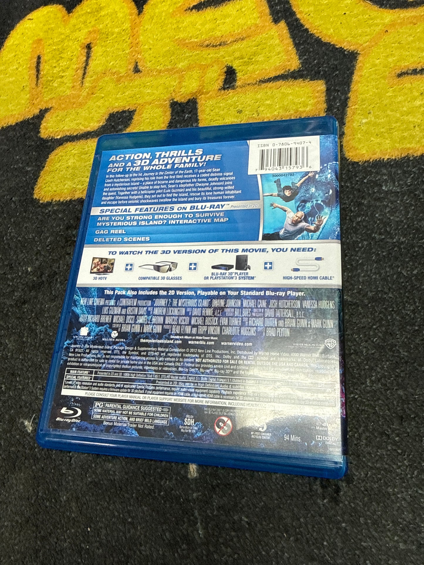 Journey 2 The Mysterious Island 3D Blu Ray + Blu Ray + DVD (Used)