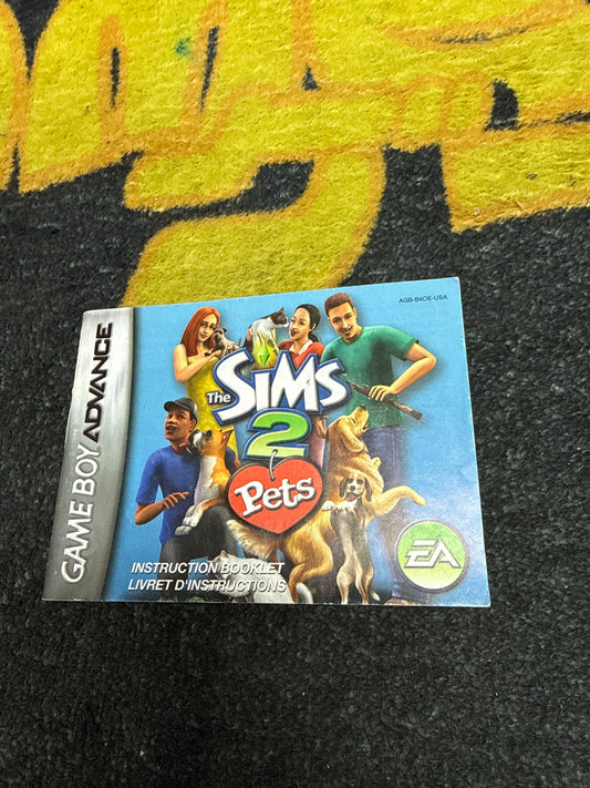 The Sims 2 Pets INSTRUCTIONS ONLY for Nintendo Gameboy Advance (Used)