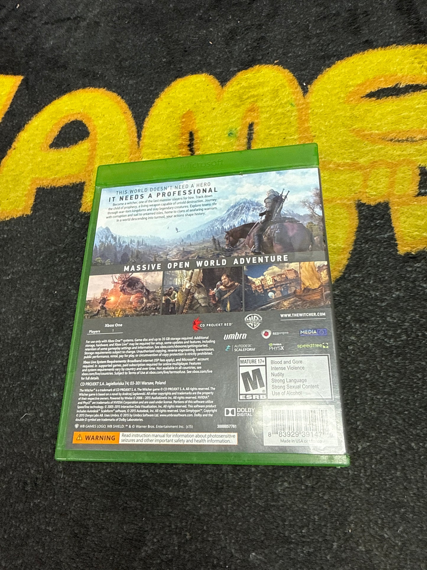 The Witcher Wild Hunt with Map, CD, extras for Microsoft Xbox One (Used)