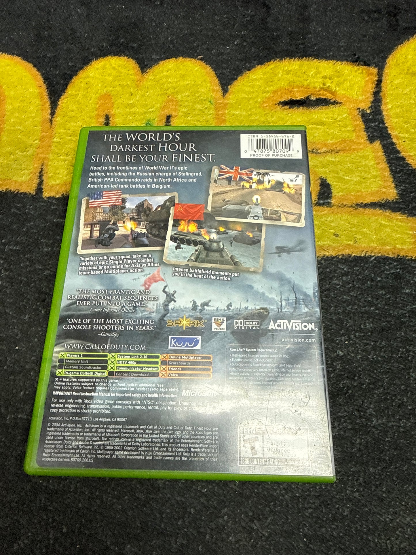 Call of Duty Finest Hour for Microsoft Xbox (Used)