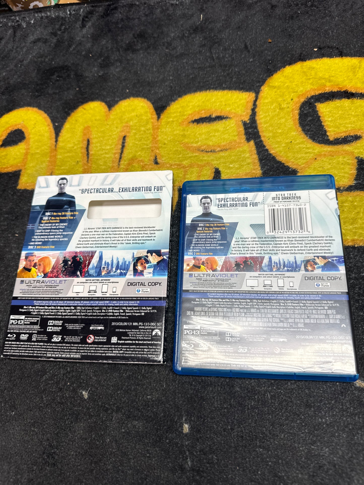 Star Trek Into Darkness 3D Blu Ray + Blu Ray + DVD with LenticularSlip (Used)