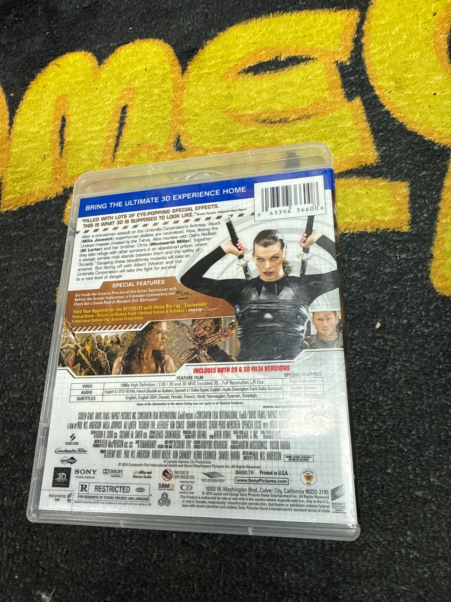 Resident Evil Afterlife 3D Blu Ray (Used)
