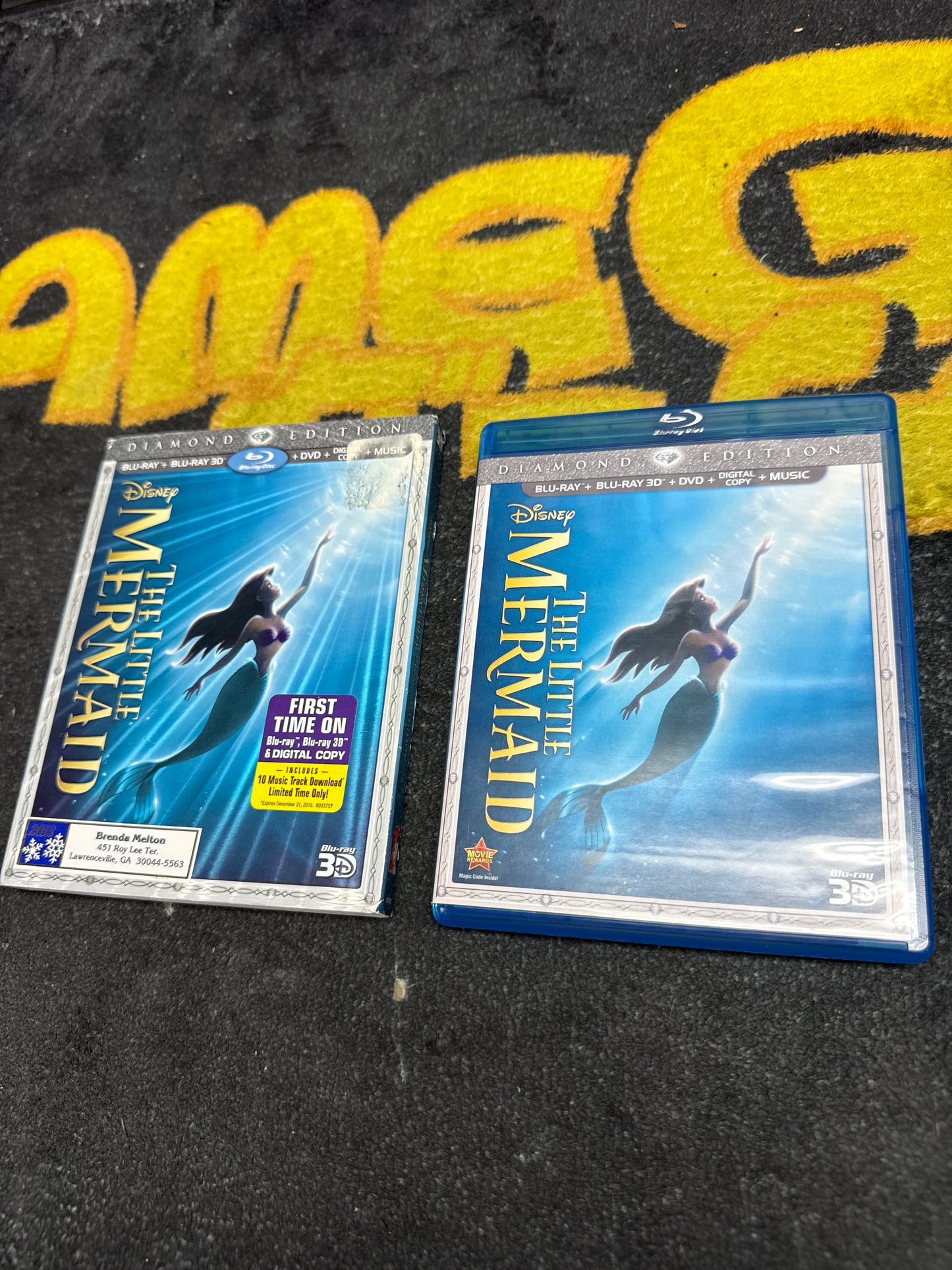 The Little Mermaid Diamond Edition 3D Blu Ray + Blu Ray + DVD with Slip Cover (Used)