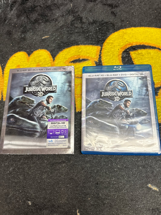 Jurassic World 3D Blu Ray + Blu Ray + DVD with Lenticular Slip (Used)