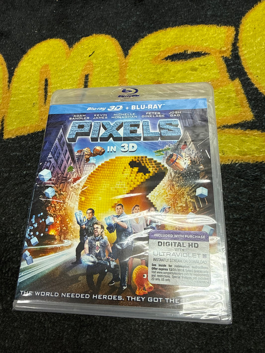 Pixels 3D Blu Ray + Blu Ray (New)