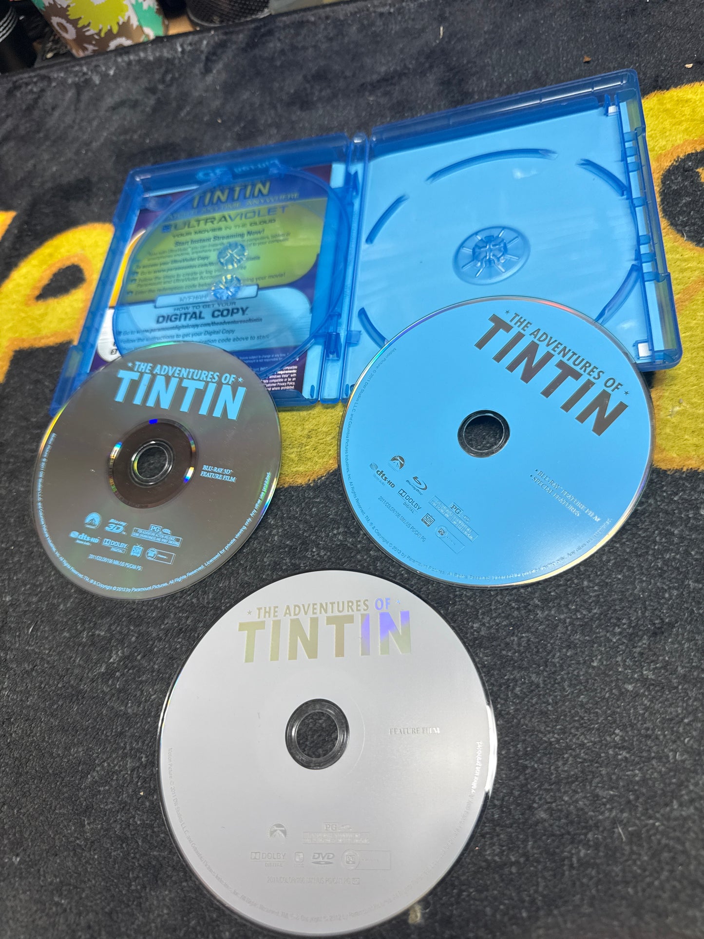TinTin 3D Blu Ray + Blu Ray + DVD (Used)