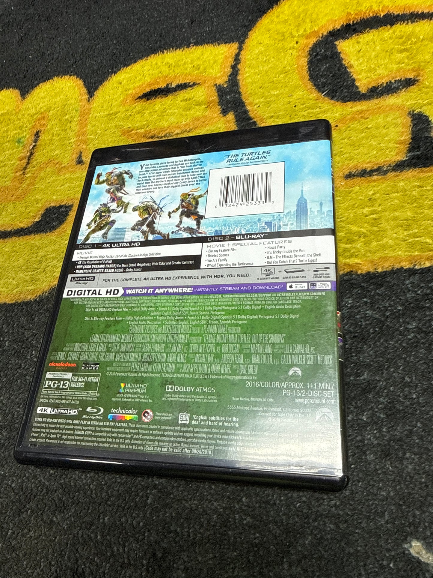 Teenage Mutant Ninja Turtles Out of the Shadows 4K + Blu Ray (Used)