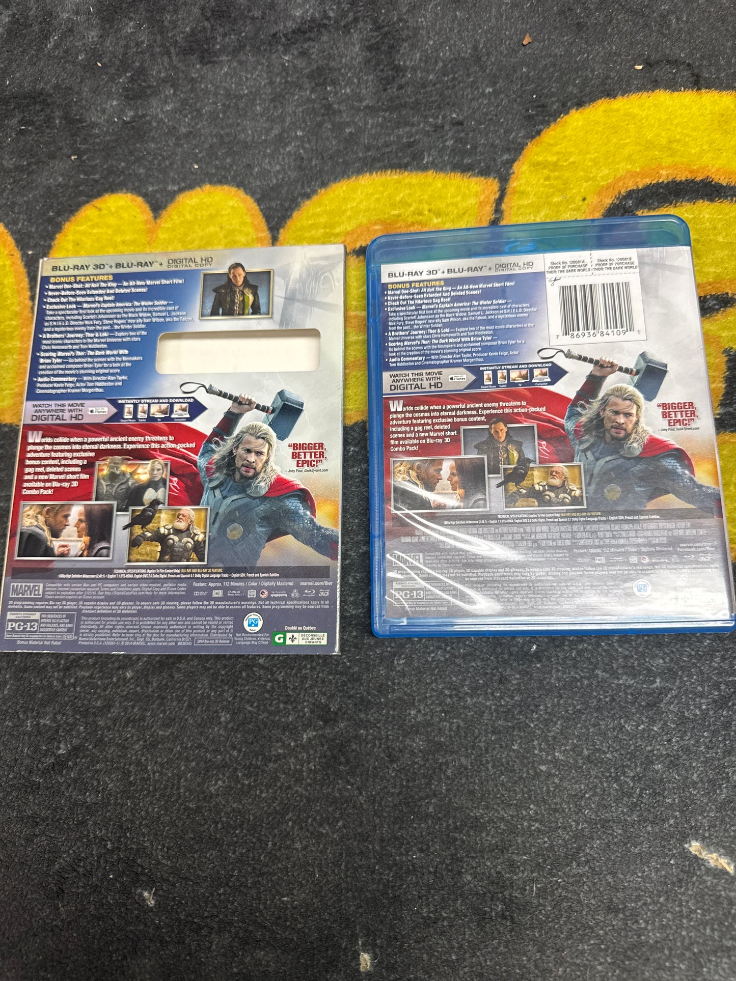 Thor The Dark World 3D Blu Ray + Blu Ray with Slip Cover (Used)